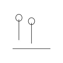 Two circles atop vertical lines with a horizontal line at the base in a minimalist design style image