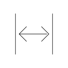 A simple diagram showing a double headed arrow between two vertical lines in a minimalist style design image