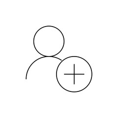 Outline drawing of a person icon with a plus sign indicating adding a new user or contact to a group list