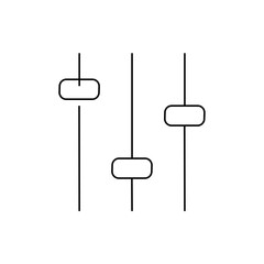 Illustration of three vertical sliders with rounded rectangles on lines, set against a white background