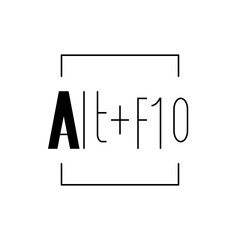 Illustration of a stylized text symbol with a bold letter a and alt plus f ten enclosed in a square frame design