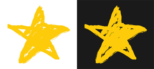 Golden star illustration with hand-drawn brush strokes and grunge texture, perfect for decoration, award, or creative design