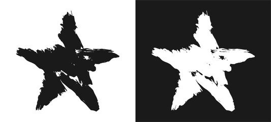 Simple grunge star illustration with rough textured brush strokes. Perfect for abstract design, decoration, or creative graphic elements