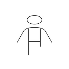 Simple stick figure illustration showing a person with an oval head and rectangular body and stick arms and legs