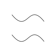 Two black curved lines arranged parallel to each other on a white background in a simple illustration style