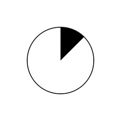 A simple pie chart with one slice filled in black against a white background in a minimalist style design