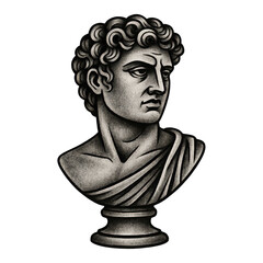 Obraz premium PNG Classical bust illustration art.