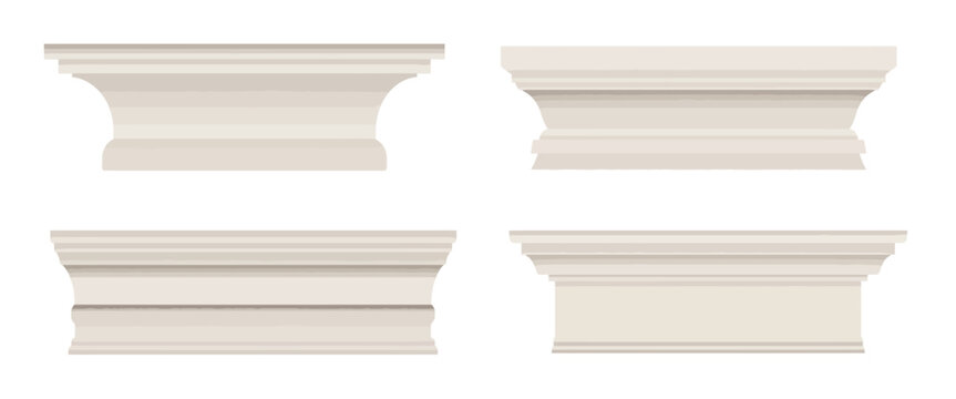 Interior Moulding and Baseboard Vector Collection &ndash; Decorative wall trims, ceiling cornices, and marble skirting moldings perfect for classic architecture, house renovation, and realistic interior