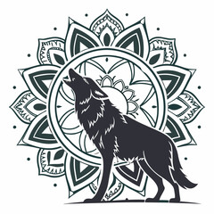 Geometric Howling Wolf Symbol Art