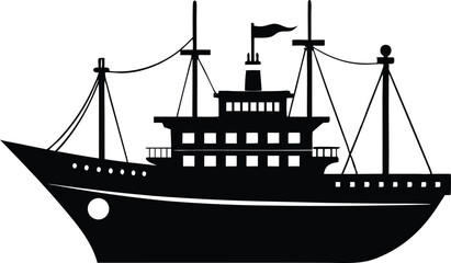 Ship Silhouette, pirate ship silhouette, pirate ship isolated on white background