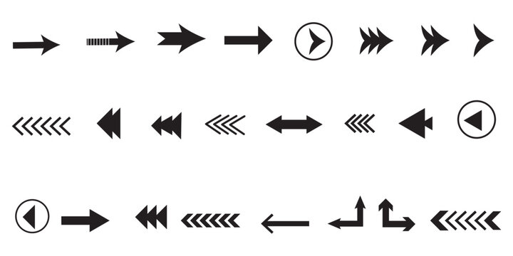 Vector set of swipe arrows. Arrow vector icon. Arrows collection. Arrows big black set icons, arrow icon, modern simple arrows .