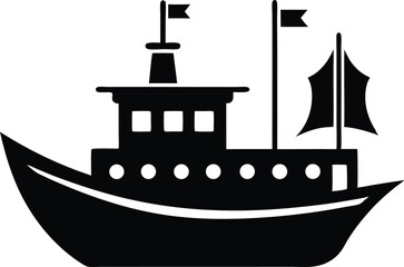 Ship Silhouette, pirate ship silhouette, pirate ship isolated on white background