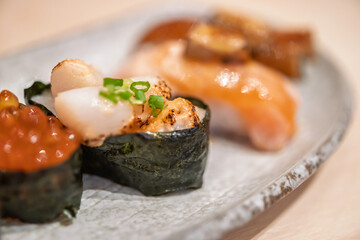 sushi set, Japanese food on plate