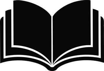 Open book silhouette vector illustration. Open book icon silhouette, Simple open book black silhouette knowledge symbol vector illustration
