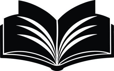 Open book silhouette vector illustration. Open book icon silhouette, Simple open book black silhouette knowledge symbol vector illustration