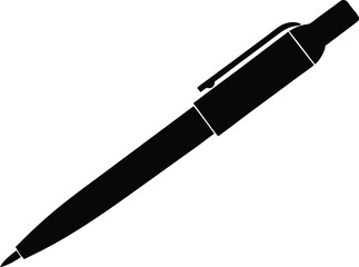 Black pen illustration vector silhouette, Simple black pen icon, Pen silhouette vector illustration.