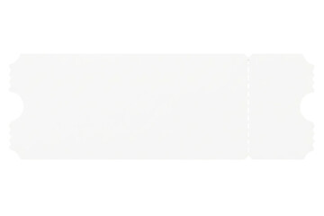 Blank white paper event ticket mockup with copy space for design isolated on a transparent background