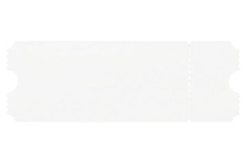 Blank white paper event ticket mockup with copy space for design isolated on a transparent background