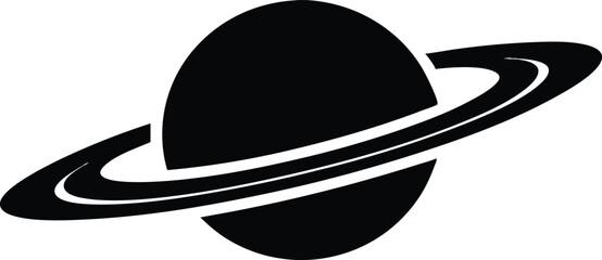 Saturn Silhouette, Planet Saturn with planetary ring vector. Saturn with sparkle simple silhouette vector, planet icon design