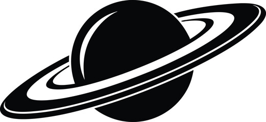 Saturn Silhouette, Planet Saturn with planetary ring vector. Saturn with sparkle simple silhouette vector, planet icon design