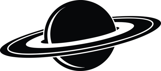 Saturn Silhouette, Planet Saturn with planetary ring vector. Saturn with sparkle simple silhouette vector, planet icon design