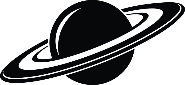 Saturn Silhouette, Planet Saturn with planetary ring vector. Saturn with sparkle simple silhouette vector, planet icon design