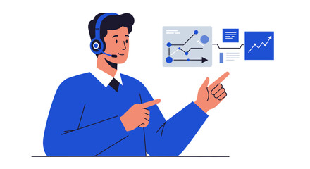 Customer Service Representative Explaining Financial Data.