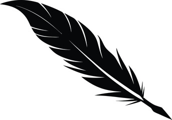 Vintage Quill Pen Silhouette Vector - Old Fashioned Feather and Inkwell