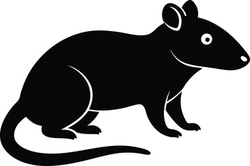Rat silhouette isolated on white background. Black mouse silhouette isolated vector illustration