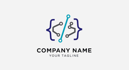 Code bracket circuit logo for a software development company.