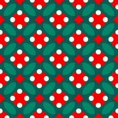 Seamless pattern with red hearts and pink flowers for holiday wallpaper design or fabric texture art