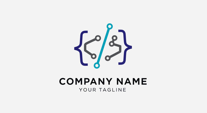 Code bracket circuit logo for a software development company.