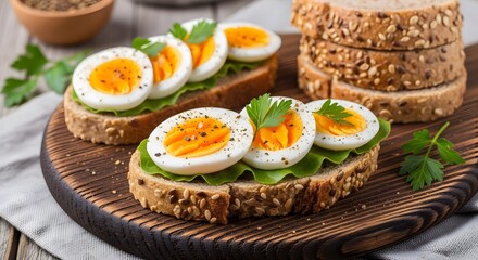 Wholemeal toast with boiled egg, spinach and a touch of dill