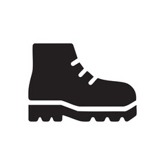 Simple black and white illustration of a single hiking boot side view