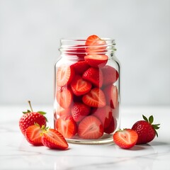 strawberry jam in a glass jar