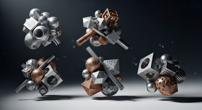 Abstract Geometric Structures Composition Floating Motion