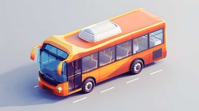 3d Isometric City Bus details Windows