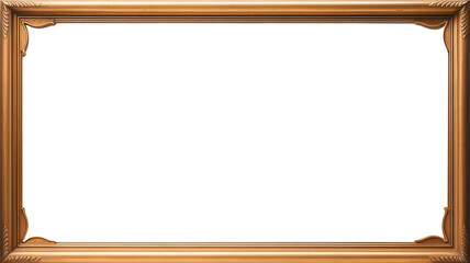Ornate vintage gold picture frame with decorative corner accents isolated on transparent background