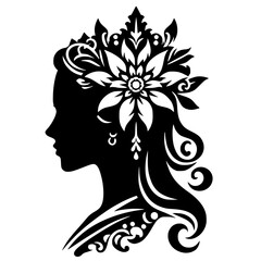 Traditional beautiful woman logo silhouette