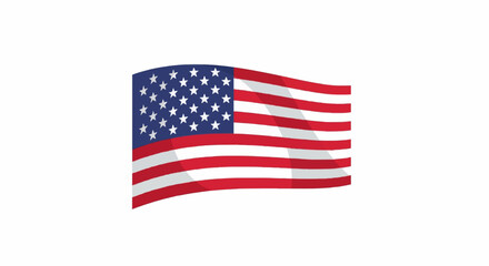 USA flag vector icon, waving American flag with stars and stripes, Independence Day patriotic symbol, flat minimalist style.
