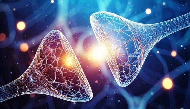 3D Medical Illustration of Decreased Dopamine and Neurotransmitter Release in Brain Neurons. Concept for Depression and Parkinson's Disease.