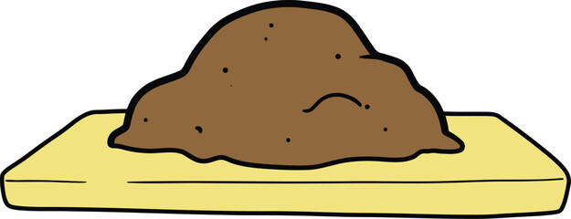 Cartoon pile of dirt on wooden plank isolated vector