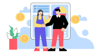 Strategic Business Partnership and Alliance Concept Flat Vector Illustration