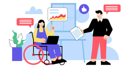 Business Diversity and Inclusion in Workplace Flat Vector Illustration