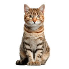 Adorable Feline Portrait: A captivating cat sits elegantly, its mesmerizing eyes conveying a sense of serenity and curiosity. This image encapsulates the beauty and charm of a domestic feline.