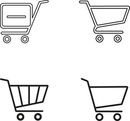 Four outline shopping cart icons representing e-commerce and online shopping vector