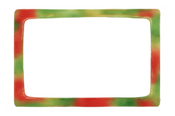 Watercolor rectangular frame having rounded corners with fading red and green abstract colors, transparent background