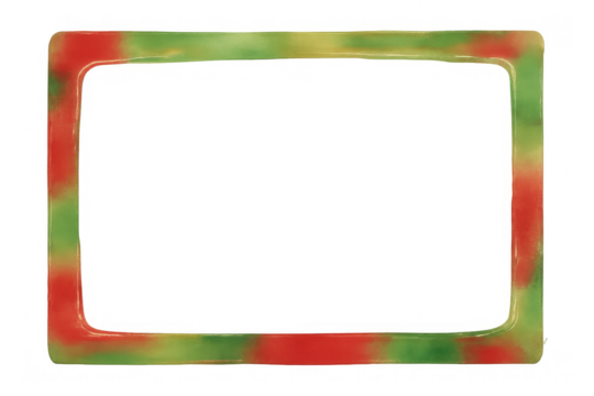 Watercolor rectangular frame having rounded corners with fading red and green abstract colors, transparent background - Powered by Adobe