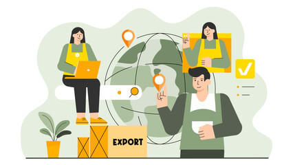 Flat Design Import and Export Business Concept Flat Vector Illustration
