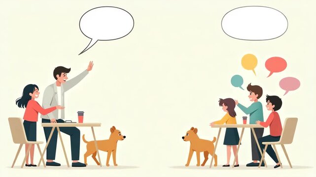 A structured and organized illustration showcasing effective kids discipline techniques emphasizing mutual understanding and cooperation, integrated with space for textual messaging.